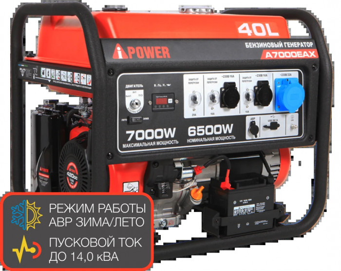 Бензиновый генератор A-iPower A7000EAX в супер тихом зимнем кожухе с блоком автозапуска 230/400В, 63А 