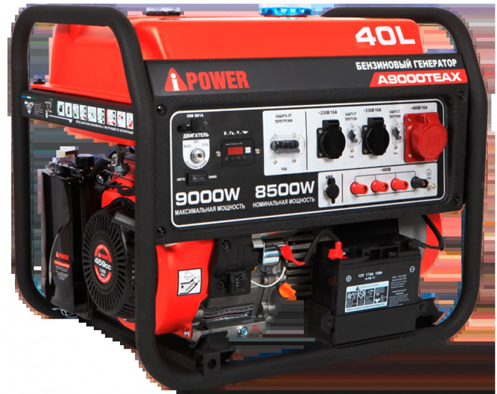 Бензиновый генератор A-iPower A9000TEAX с электростартером, 8.5 кВт, 230/400В (20122) в зимнем шумозащитном кожухе 1200 с автозапуском